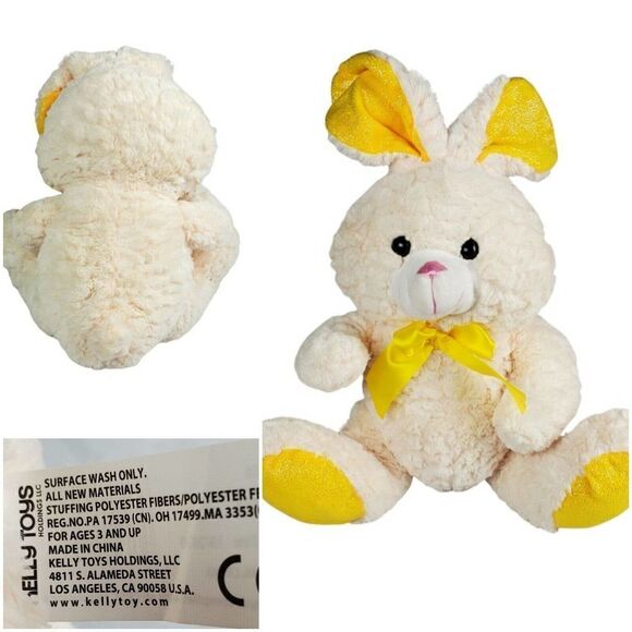 Kellytoy Bunny Rabbit Plush Cream Yellow Stuffed Animal Spring Easter Furry 19" - Picture 1 of 8
